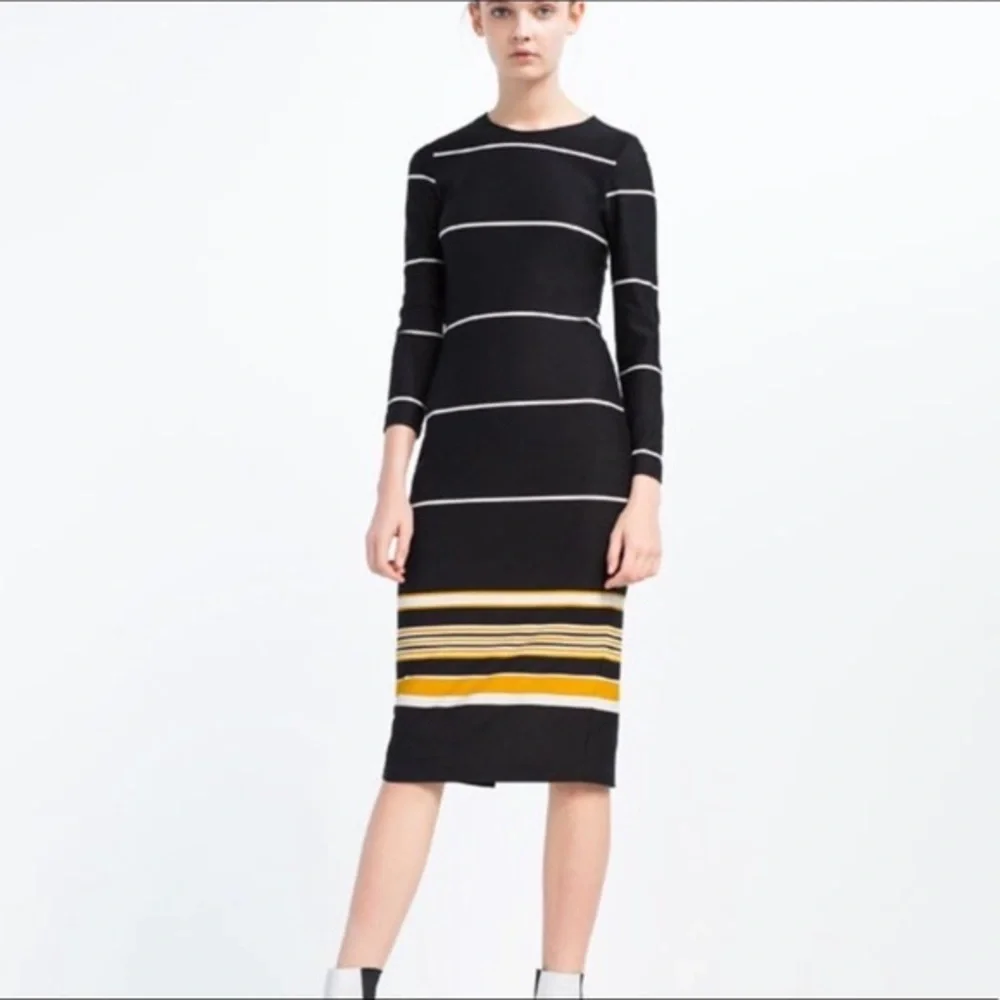 Zara Trafaluc Collection Below the Knee Straight Zip-up Dress Size Large - Picture 2 of 5